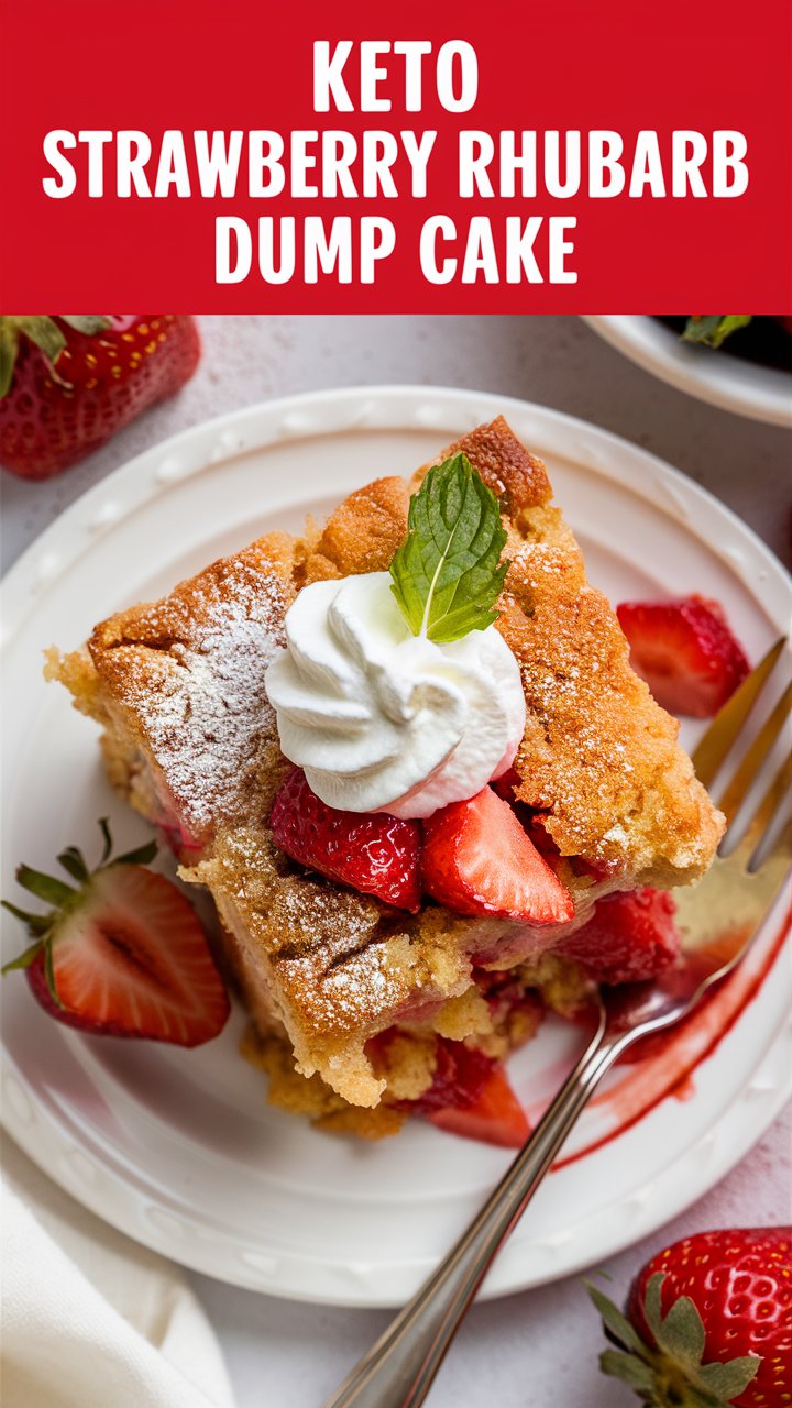 Keto Strawberry Rhubarb Dump Cake