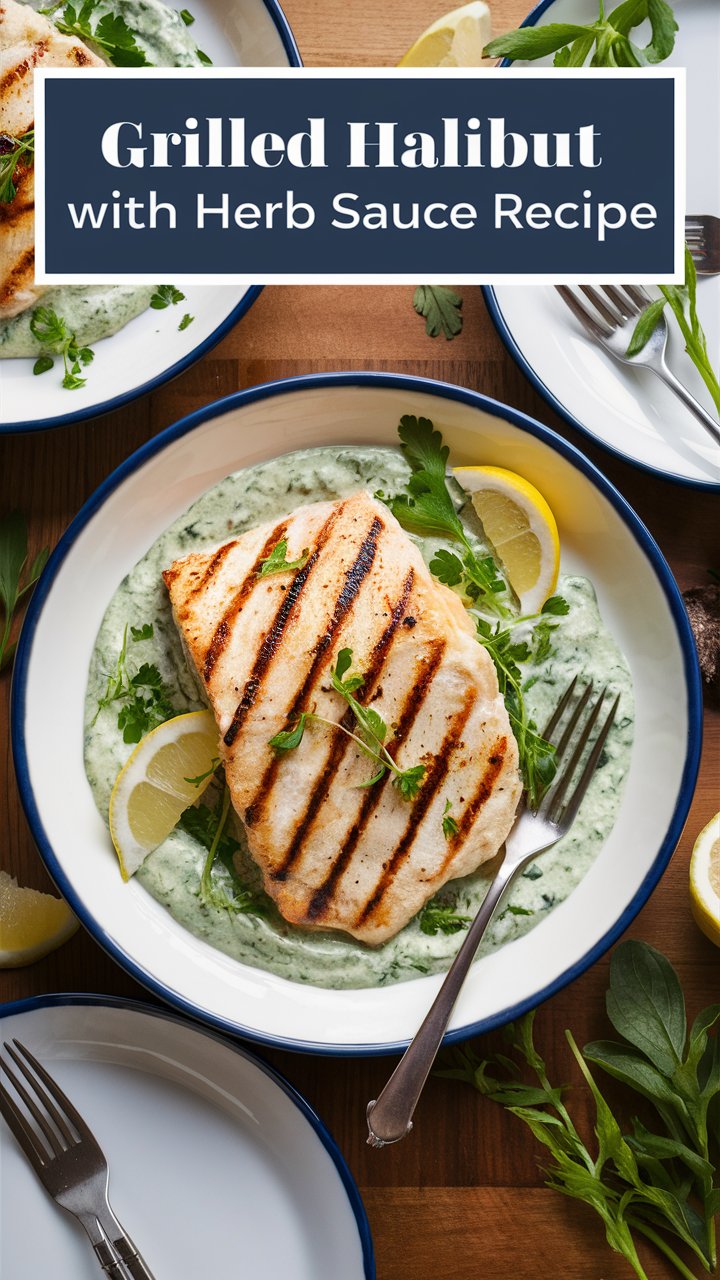 Grilled Halibut with Cilantro Garlic Butter