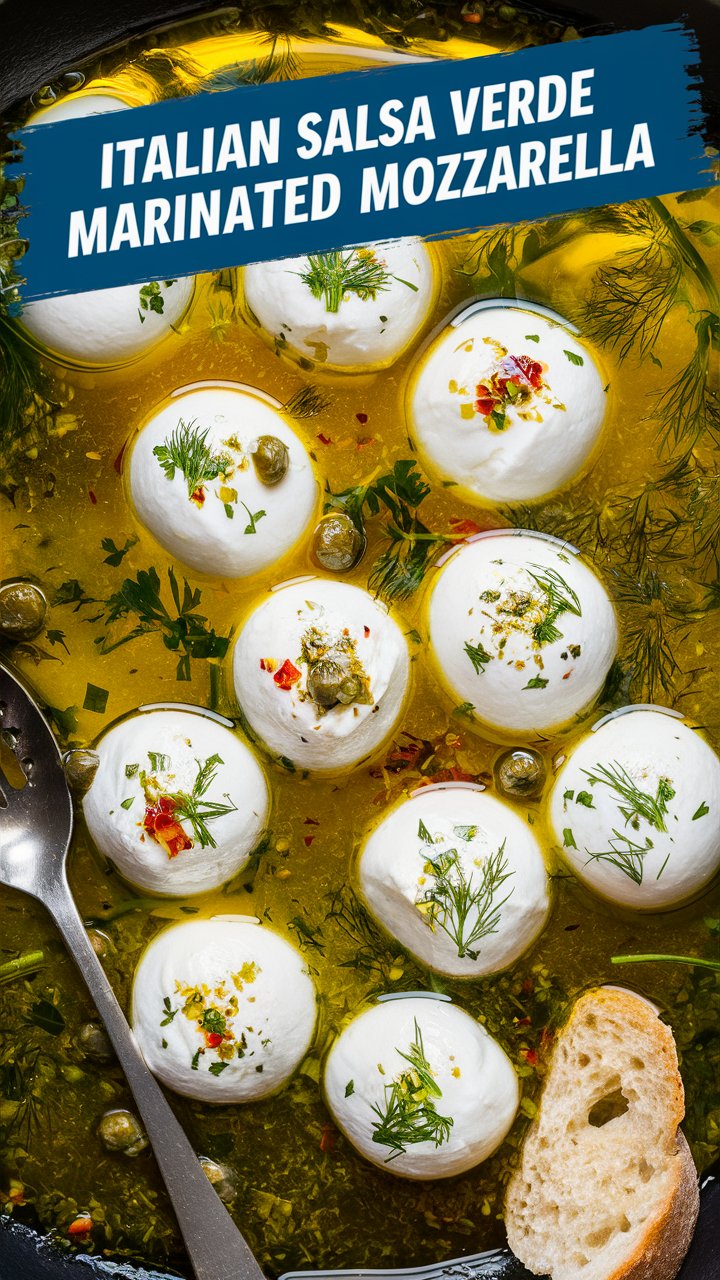 Italian Salsa Verde Marinated Mozzarella