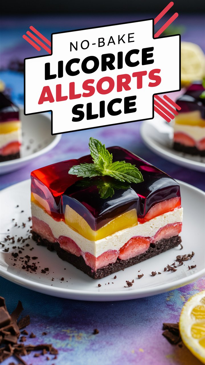 No-Bake Licorice Allsorts Slice