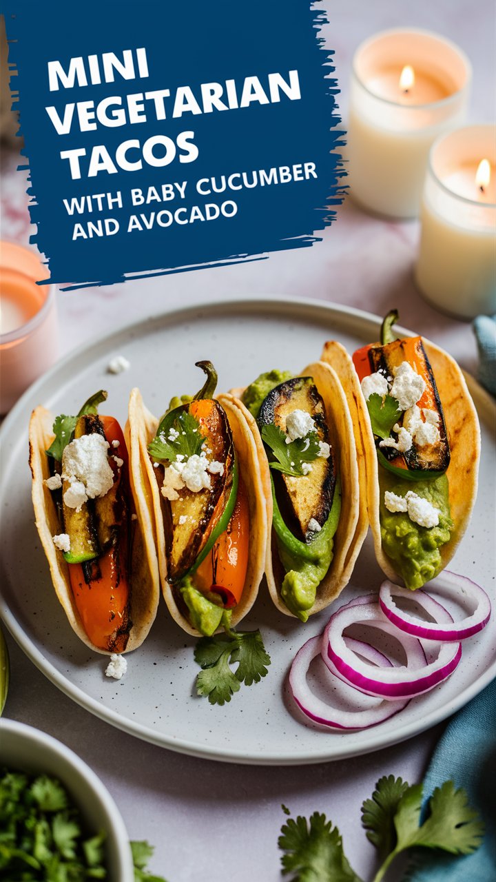 Mini Vegetarian Tacos with Baby Cucumber and Avocado