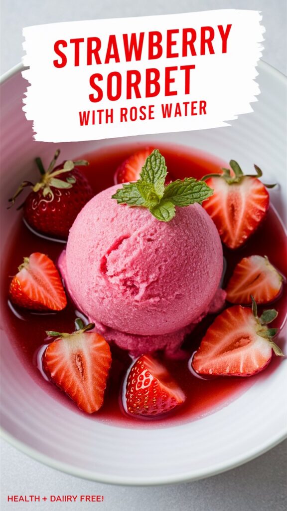 Strawberry Sorbet with Rose Water