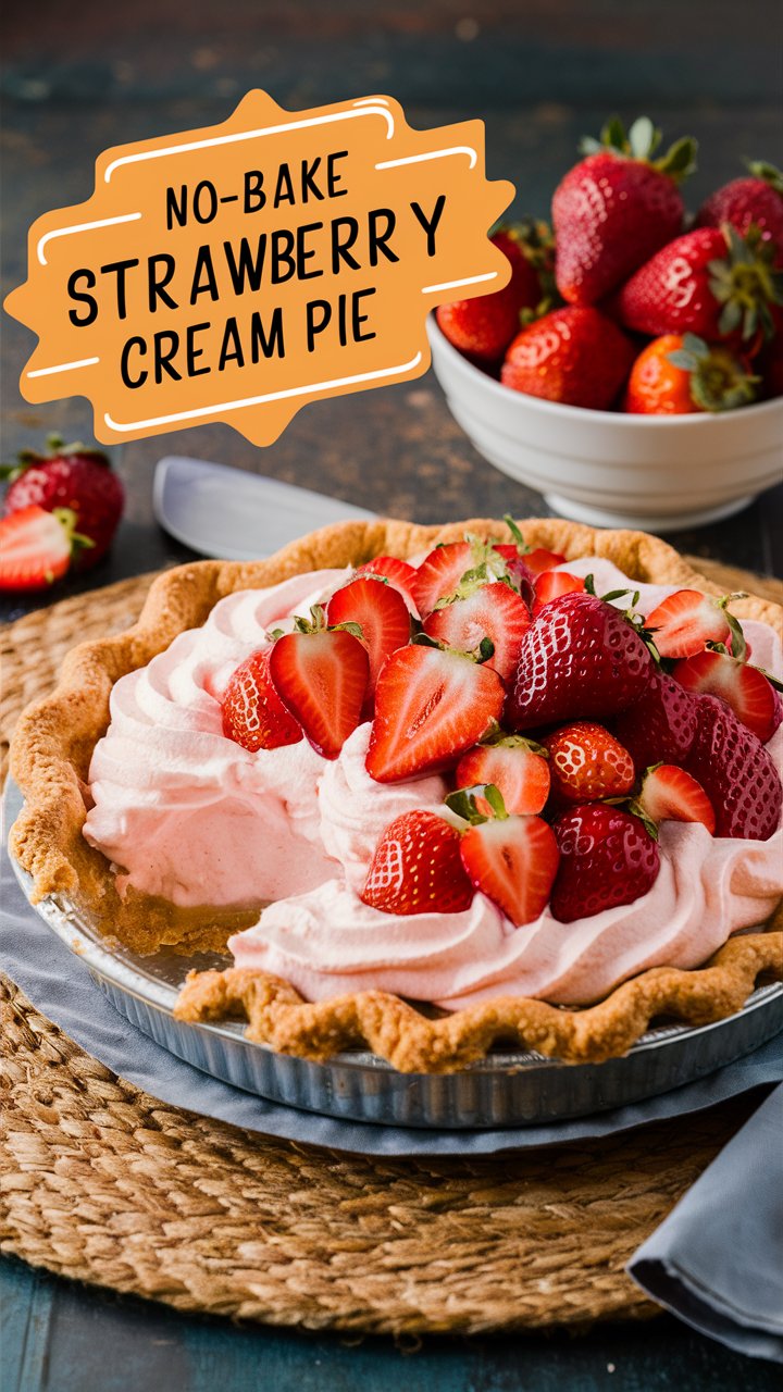 No-Bake Strawberry Cream Pie