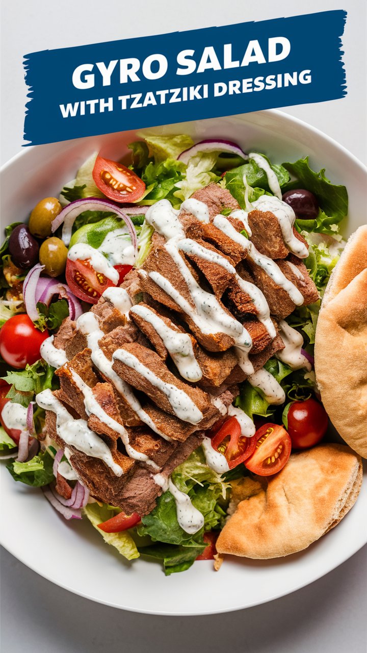 Gyro Salad with Tzatziki Dressing