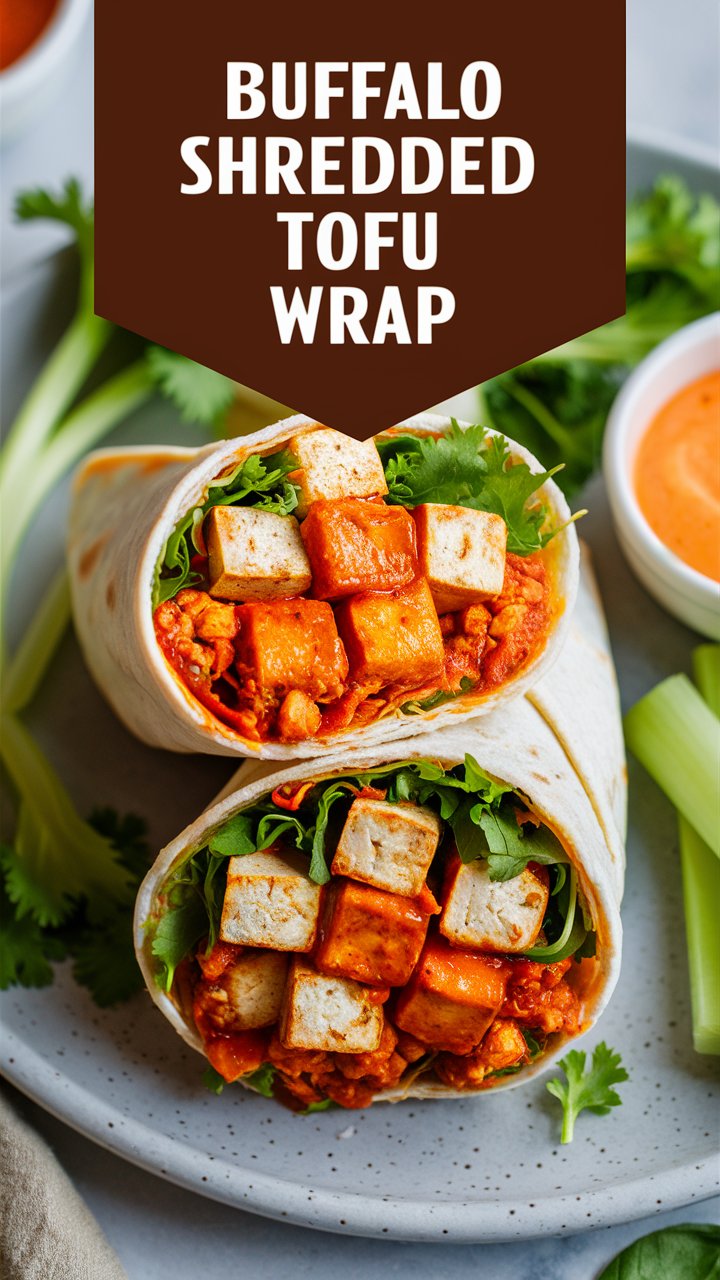 Buffalo Shredded Tofu Wrap