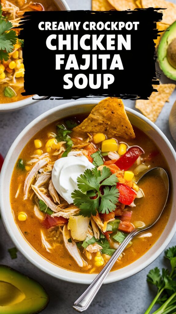 Creamy Crockpot Chicken Fajita Soup