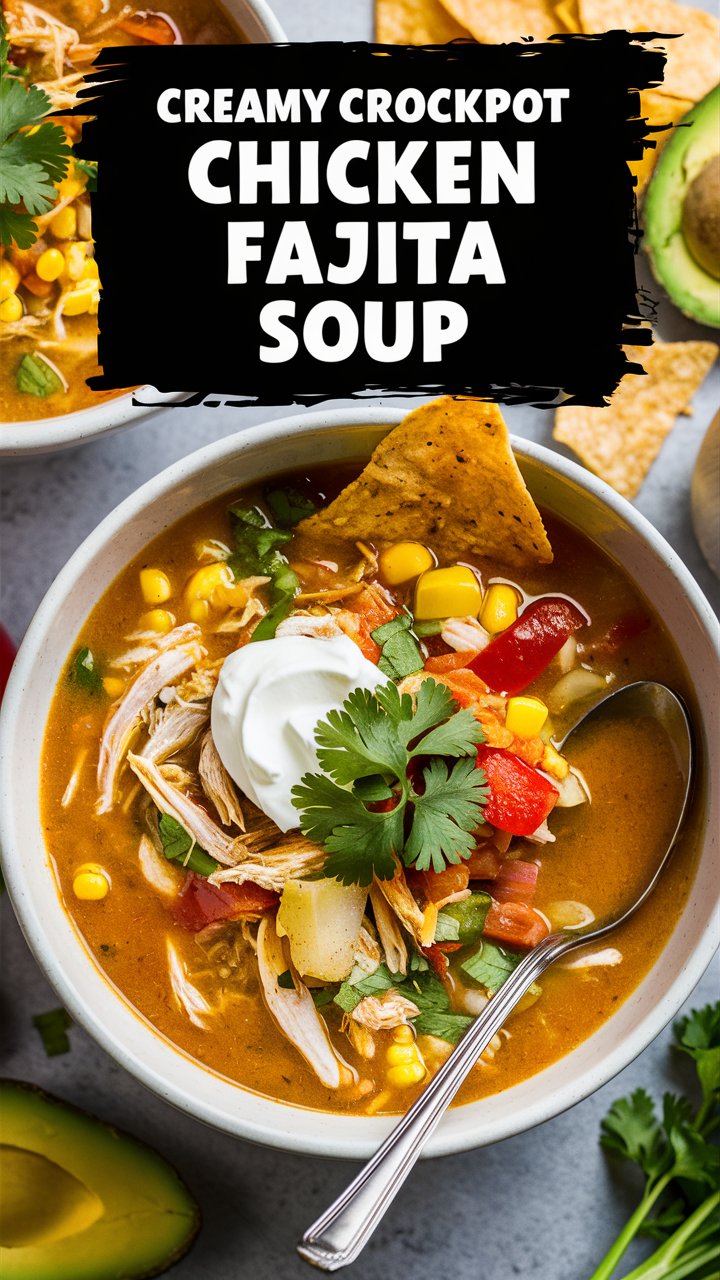 Creamy Crockpot Chicken Fajita Soup