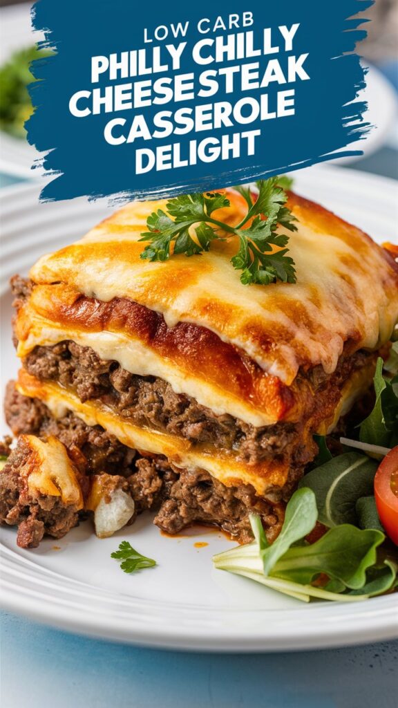 Low Carb Philly Cheesesteak Casserole Delight