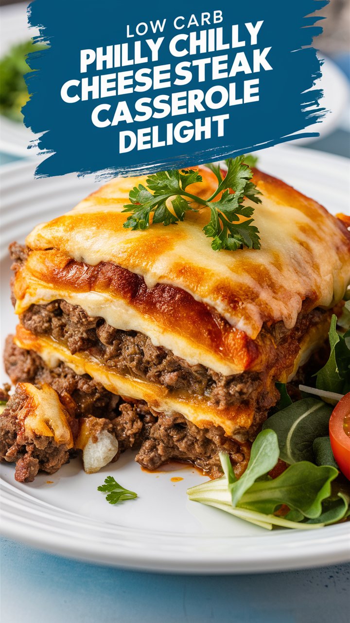 Low Carb Philly Cheesesteak Casserole Delight
