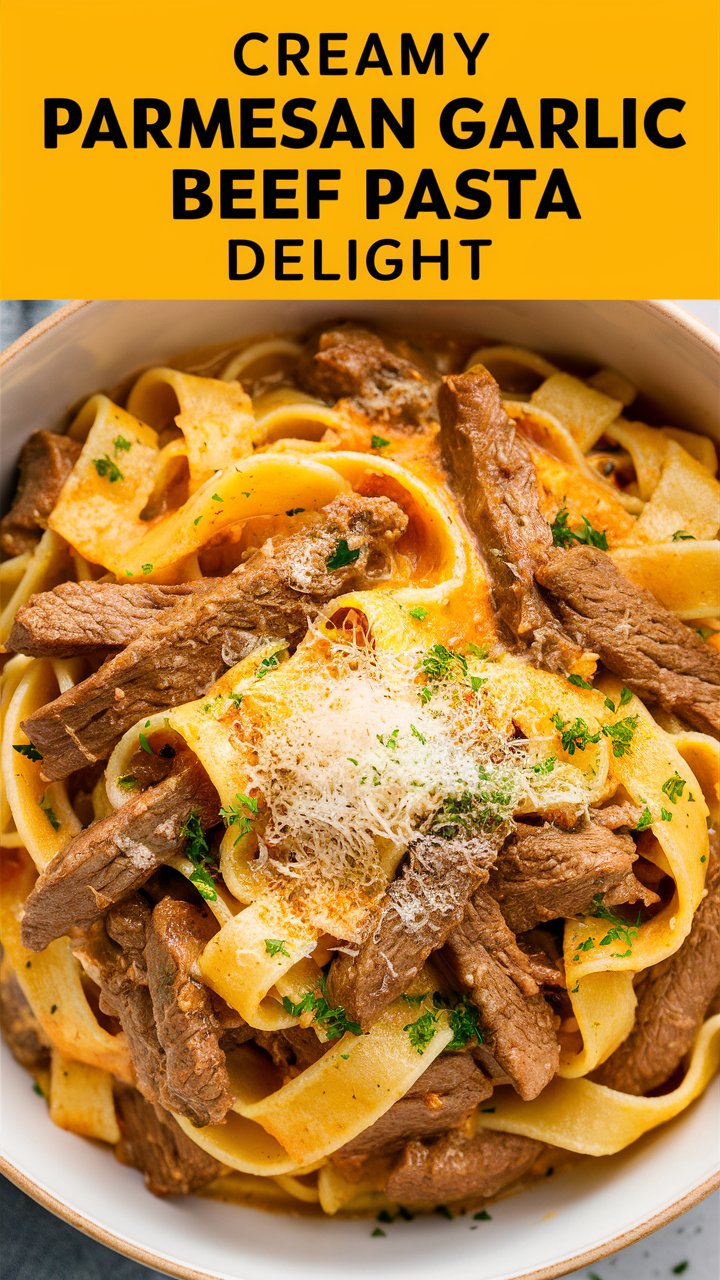 Creamy Parmesan Garlic Beef Pasta Delight